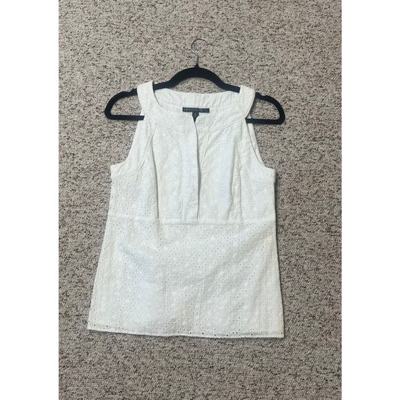 Lafayette 148 Sleeveless Eyelet Top Side Zipper Button Front 100% Cotton Size 4 - Picture 2 of 5